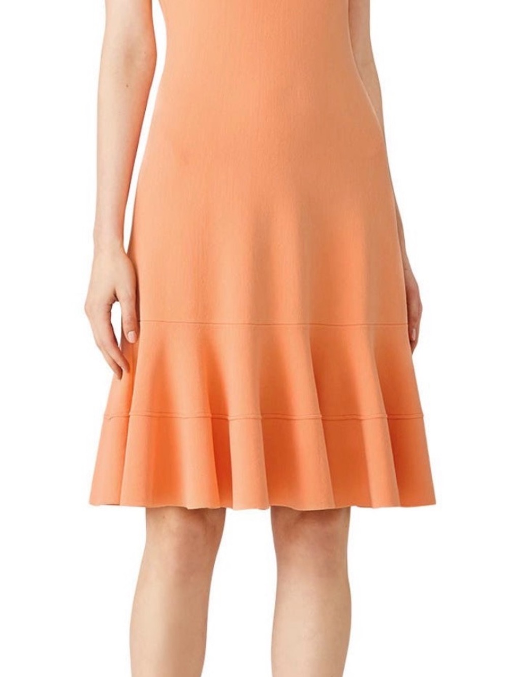 Proenza Schouler Sleeveless Knit Ruffled Peplum Hem Midi Dress Peach / Orange